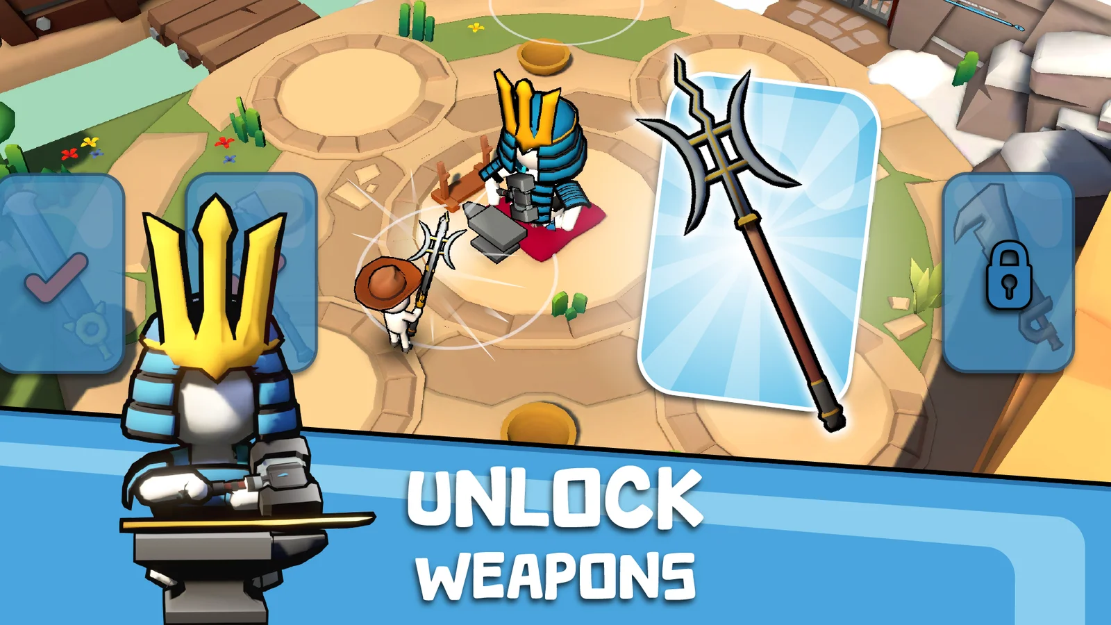 Sword Island Samurai weapon selection and upgrade system